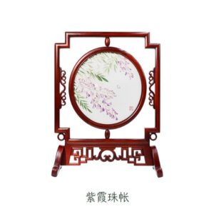 宝应绣 纯手工刺绣精品摆件：紫霞珠帐 (非遗传承，匠心之作)